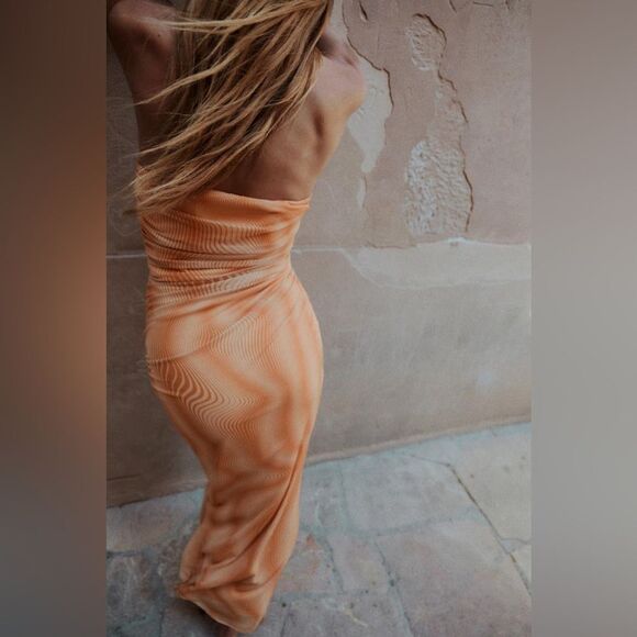 ZARA STRAPLESS PRINTED TULLE DRESS - Picture 6 of 10